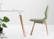 Chaise de réunion rembourrée pieds bois Oblique