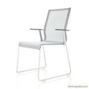 Chaise de réunion Stick structure aluminium et dossier haut