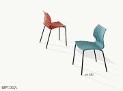 Chaise empilable Uni 550, pieds acier. Empilable par 8.
