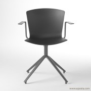 Chaise Slam avec accoudoirs alu, pieds pyramide laqué