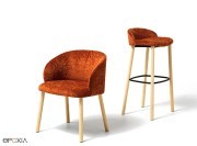 Chaise et tabouret Loft, 4 pieds bois