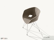Fauteuil avec châssis treillis en ﬁl d’acier. Coque en polypropylène.Uni Ka 596