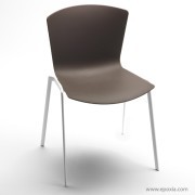 Chaise Slam pietement aluminium laqué blanc, coque polypro marron