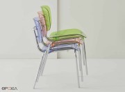 Chaises de collectivité empilables Slide, coque polycarbonate transparent