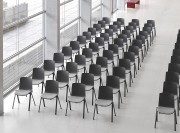 Chaise de conférence Odei, coque anthracite et assise tissu