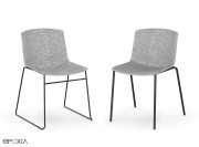 chaises Omega, coque feutre, piètement droit ou luge