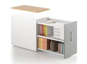Classeur latéral hauteur de bureau, façade Tweed