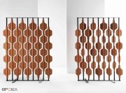 Cloison Ro aux modules pivotants en cuir ou bois