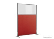 Cloison KP mixte tissu rouge + verre