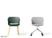 Chaises Clop, coussin d'assise et pieds bois ou pied pivotant et entièrement tapissée