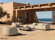Exemple de configuration canapé modulable Milos avec fauteuils de la collection