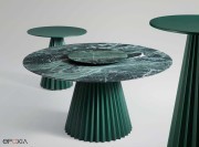 Collection de tables Plissé par Midj, en option plateau tournant de 60 cm