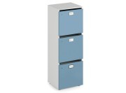 Colonne de 3 casiers bois, portes cèdre bleu