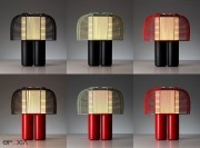 Lampe Yasuké, combinaisons de couleurs possibles: 2 couleurs de structure et 3 pour l'abat-jour