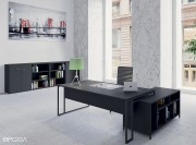 Meuble bas Quiétude pour bureau direction, mélaminé noir