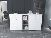 Armoires mi hauteur mélaminé blanc, avec Niche Gris clair