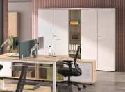 Armoires de bureau Quietude coloris blanc, avec Niche centrale Argile