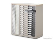 Comptoir à tiroirs en acier, 3 colonnes