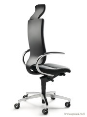 Fauteuil direction Intouch cuir noir avec appui-tête