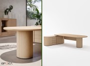 Détail du pied rond du bureau de direction bois DEA