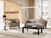 Fauteuils d'attente Decenta, structure noire, tissu SteelCut Trio par Kvadrat