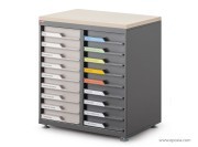 Desserte de proximité en acier, double module à tiroirs