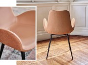 Détail de la coque tapissée fauteuil Dalia