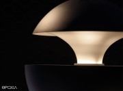 Détail du luminaire, finition intérieure blanche