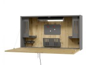 Détail de l'intérieur du bureau mural Mini Office version bois