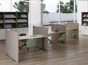 Zone d'accueil équipée d'écrans de protection avec découpe pour documents, typologie 2