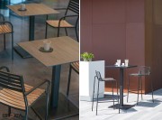Détail plateau table Round, 2 hauteurs