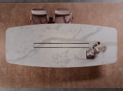 Détail du plateau en verre imprimé Marbre blanc Calacatta mat