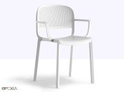 Fauteuil empilable Dome 266, polypro blanc