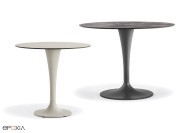 Table Dram, base ronde et pied conique