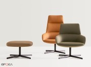 Fauteuils Dunas Lounge sur piètement pivotant 4 branches aluminium