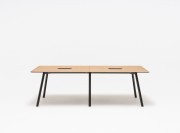 Table de réunion Echo, placage bois véritable, chant aile d'avion