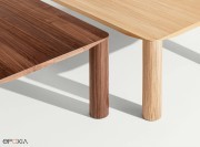Détail du piètement tables Eggen noyer et chêne naturel
