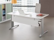 Bureau droit Elise stratifié blanc, avec voile de fond bois