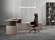 Ensemble bureau direction Eleva sur desserte porteuse, placage chêne naturel