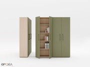 Exemple configuration, intérieur mélaminé noyer, portes mélaminé vert olive