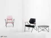 Fauteuils de la gamme Polygon, assise tissu