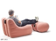 Fauteuil lounge et pouf Emeki 