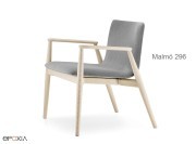 Fauteuil en bois Malmö 296, assise en tissu ou similicuir