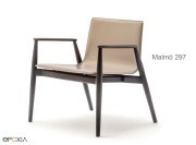 Fauteuil en bois Malmö 297, assise en cuir