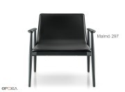 Fauteuil en bois Malmö 297, assise en cuir