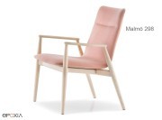 Fauteuil en bois Malmö 298, assise en tissu ou similicuir