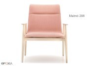 Fauteuil en bois Malmö 298, assise en tissu ou similicuir