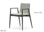 Fauteuil en bois Malmö 396, assise en tissu ou similicuir