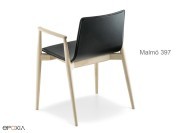 Fauteuil en bois Malmö 397, assise en cuir