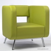 Fauteuil accueil Kapsul similicuir vert